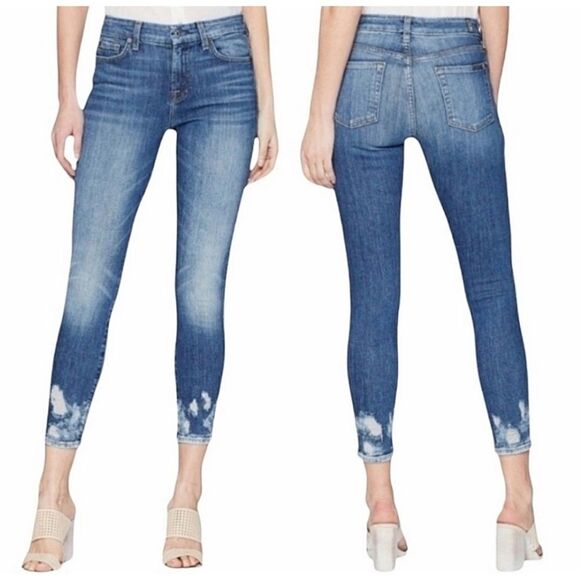 7 For All Mankind Bleach & Distressed “The Ankle Skinny” Size 24 - Picture 1 of 16